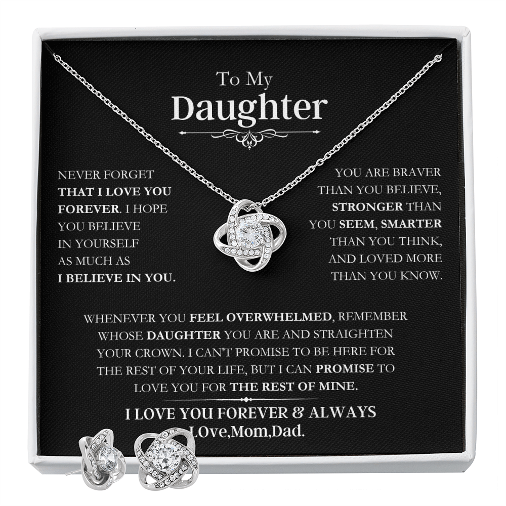 To My Daughter | Necklace with Love Knot with Free Earring