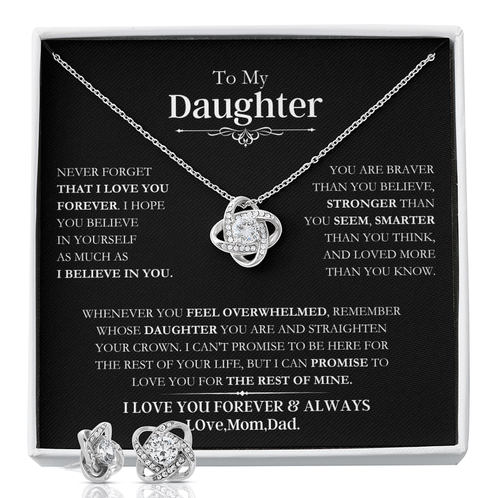 To My Daughter | Necklace with Love Knot with Free Earring