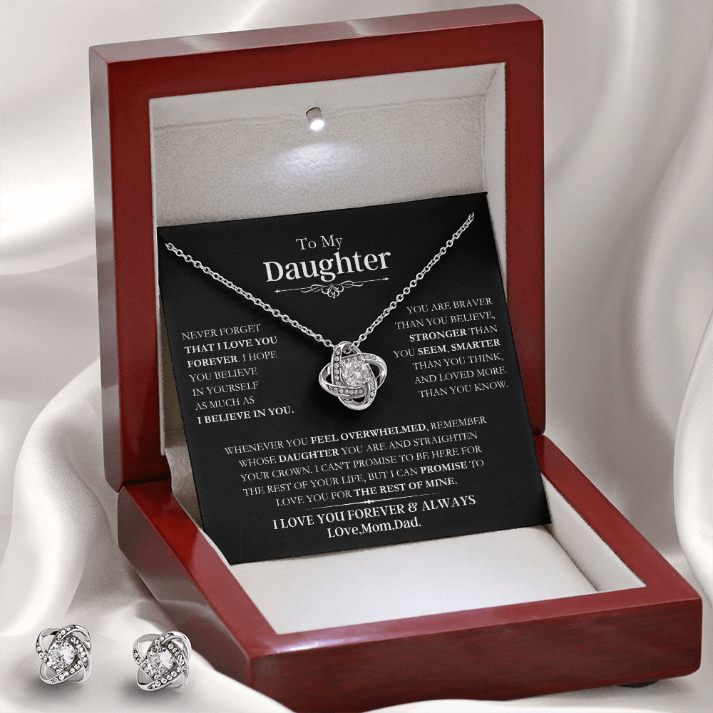 To My Daughter | Necklace with Love Knot with Free Earring