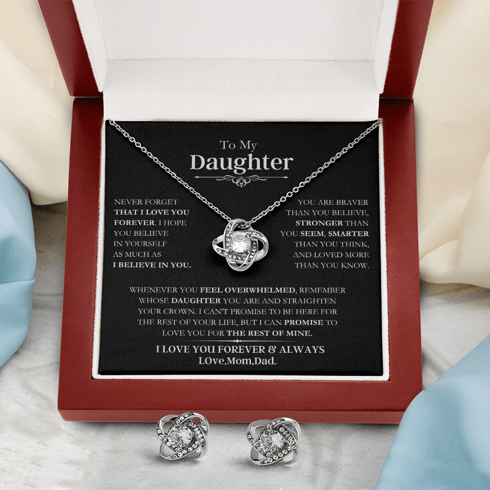 To My Daughter | Necklace with Love Knot with Free Earring