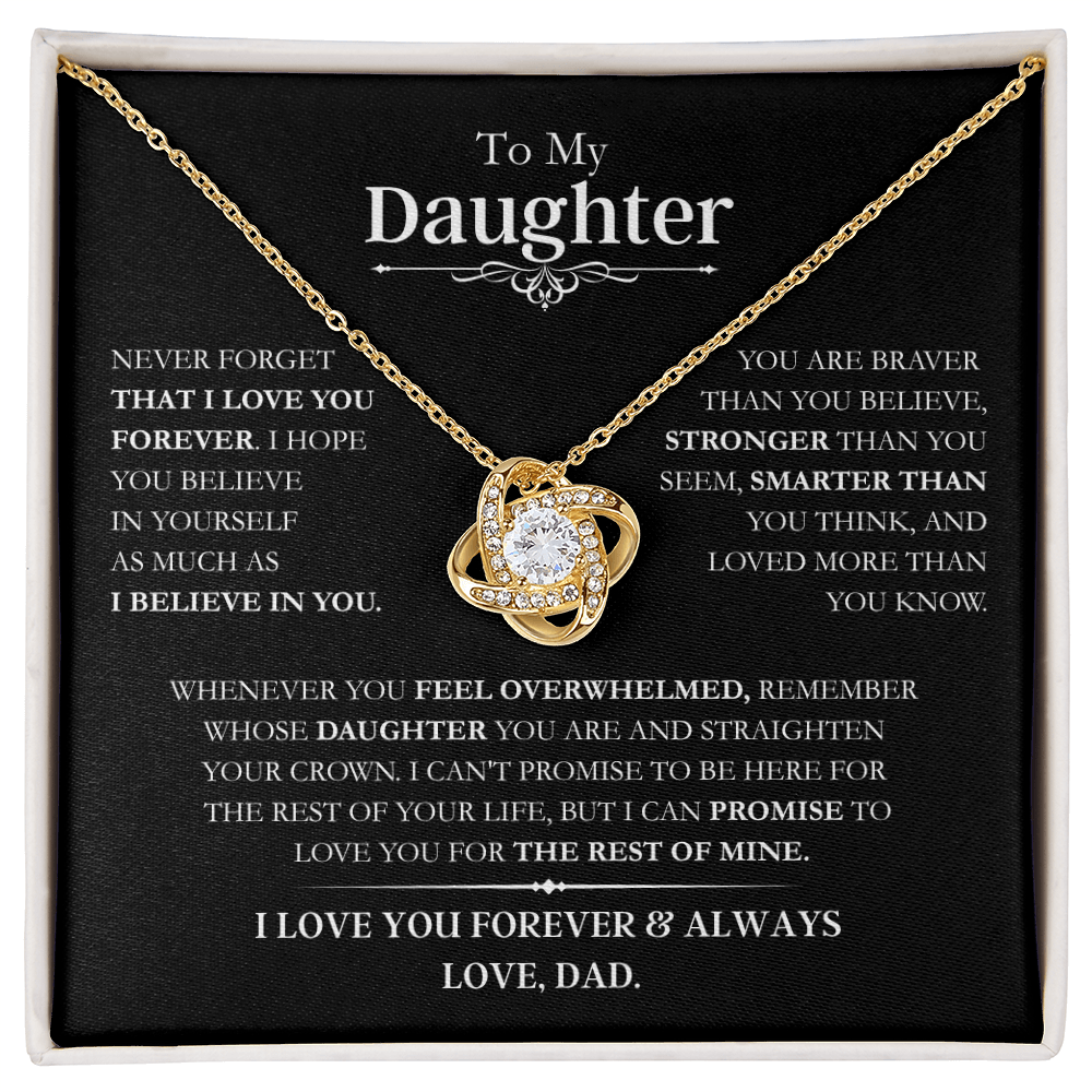 Beautiful Daughter Gift, "Never Forget That I Love You" Love Knot Necklace From Dad