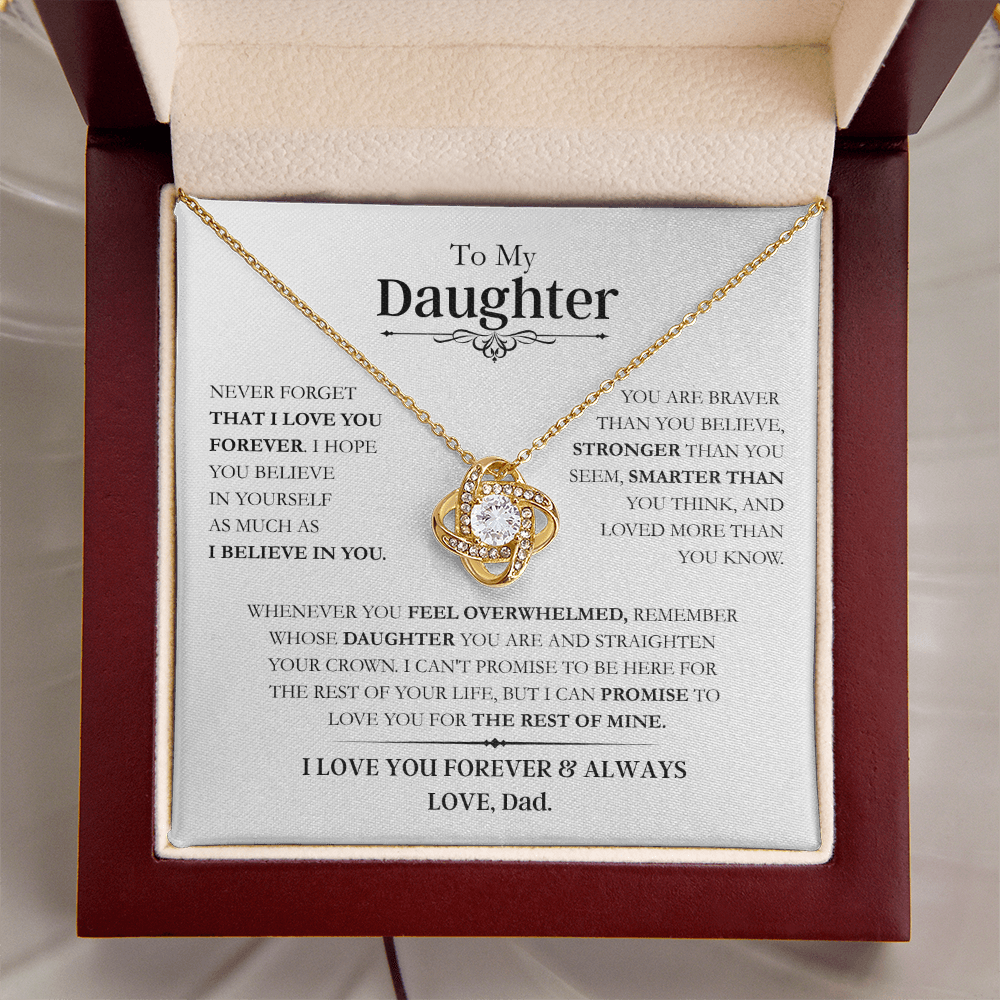 Beautiful Daughter Gift, "Never Forget That I Love You" Love Knot Necklace From Dad